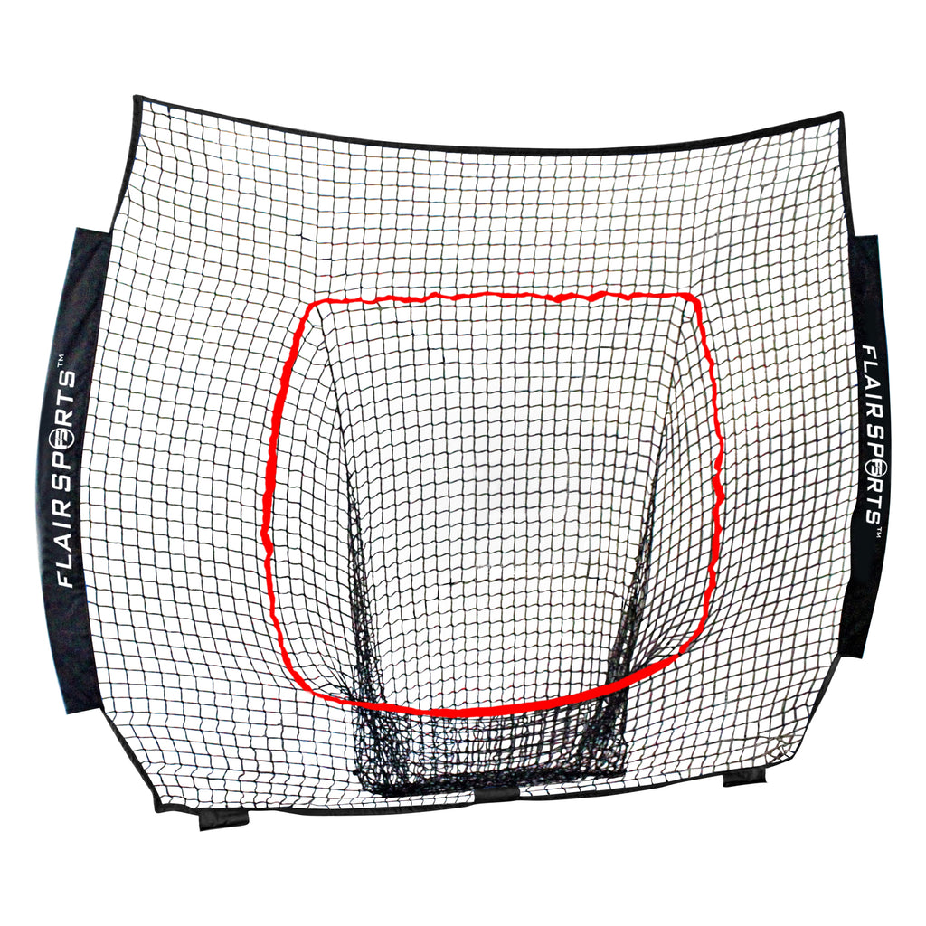 (Net Replacement Only) Baseball / Softball Net for Hitting & Pitching 7' x 7' - Black / Red