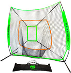 Baseball / Softball Net for Hitting & Pitching 7' x 7' - Neon Orange / Neon Green