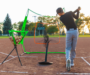 Baseball / Softball Net for Hitting & Pitching 7' x 7' - Neon Orange / Neon Green