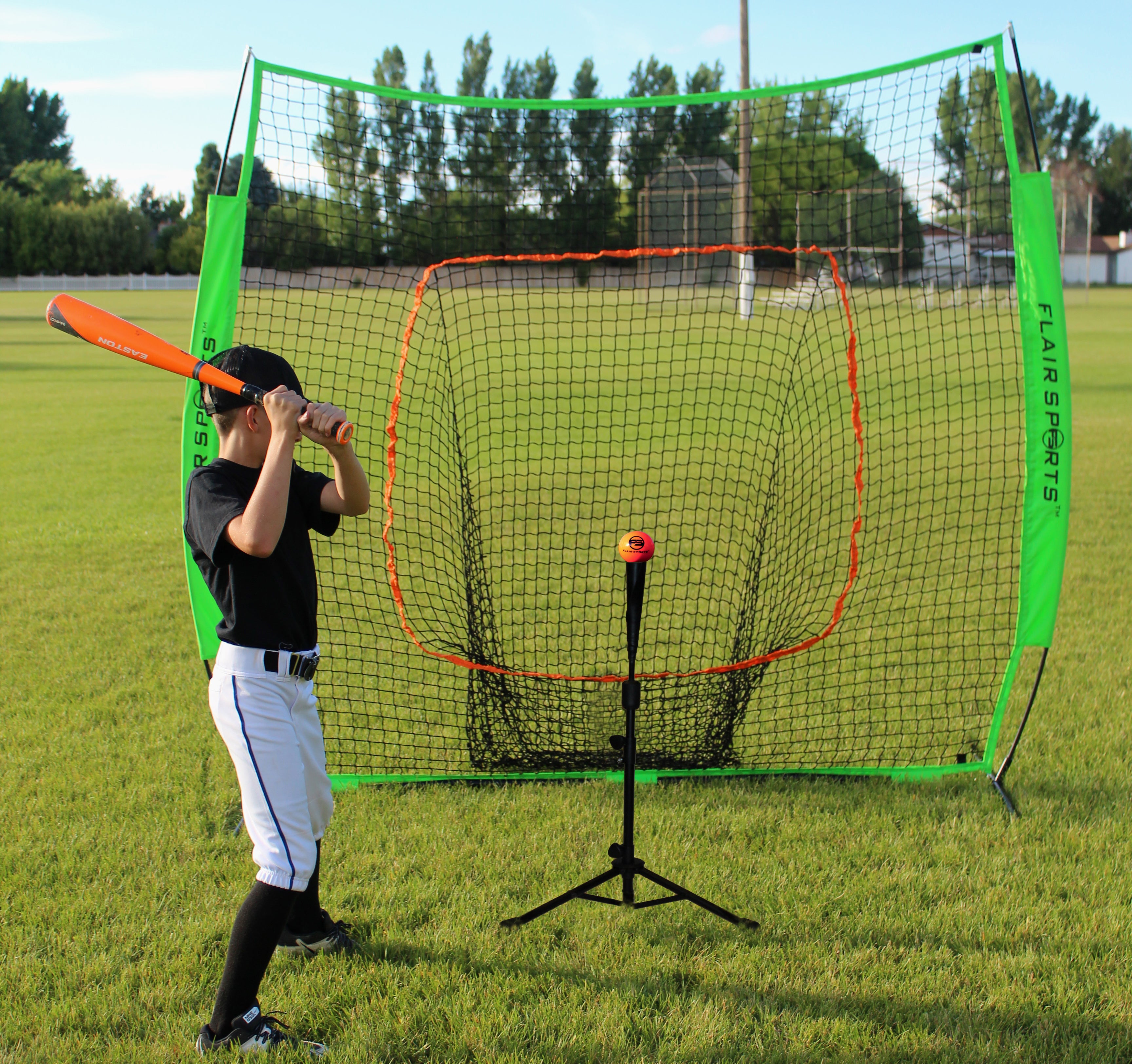 Flair Sports - Pro Series - Portable Compact Travel Hitting Tee for Baseball/Softball - Training Batting Tee for All Ages - Bonus - 3 Weighted Balls