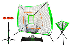 Flair Sports Baseball & Softball Net for Hitting & Pitching - Includes Ball Caddy / Tee / 3 Weighted Balls / Strike Zone